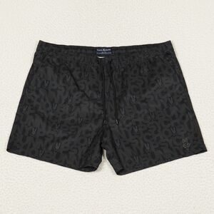Psycho Bunny All Over Print Swim Trunk Mens XXL Black Lined Graphic Logo Shorts